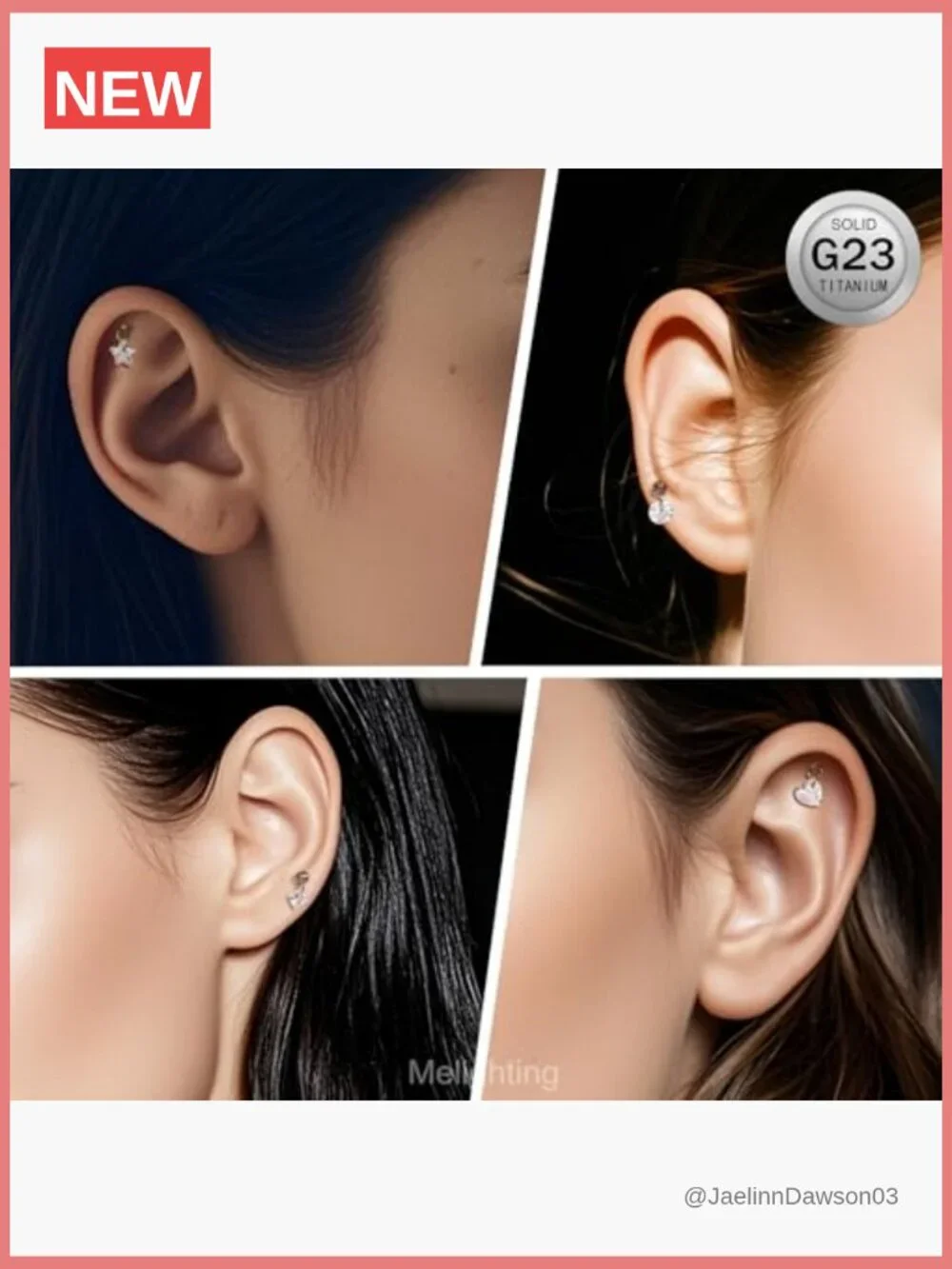 16G Titanium Vertical Helix Piercing Star Dangle Stud Earring